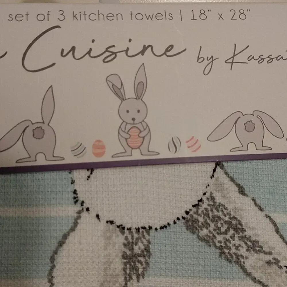 Set of 3 Kitchen Towels with Bunny